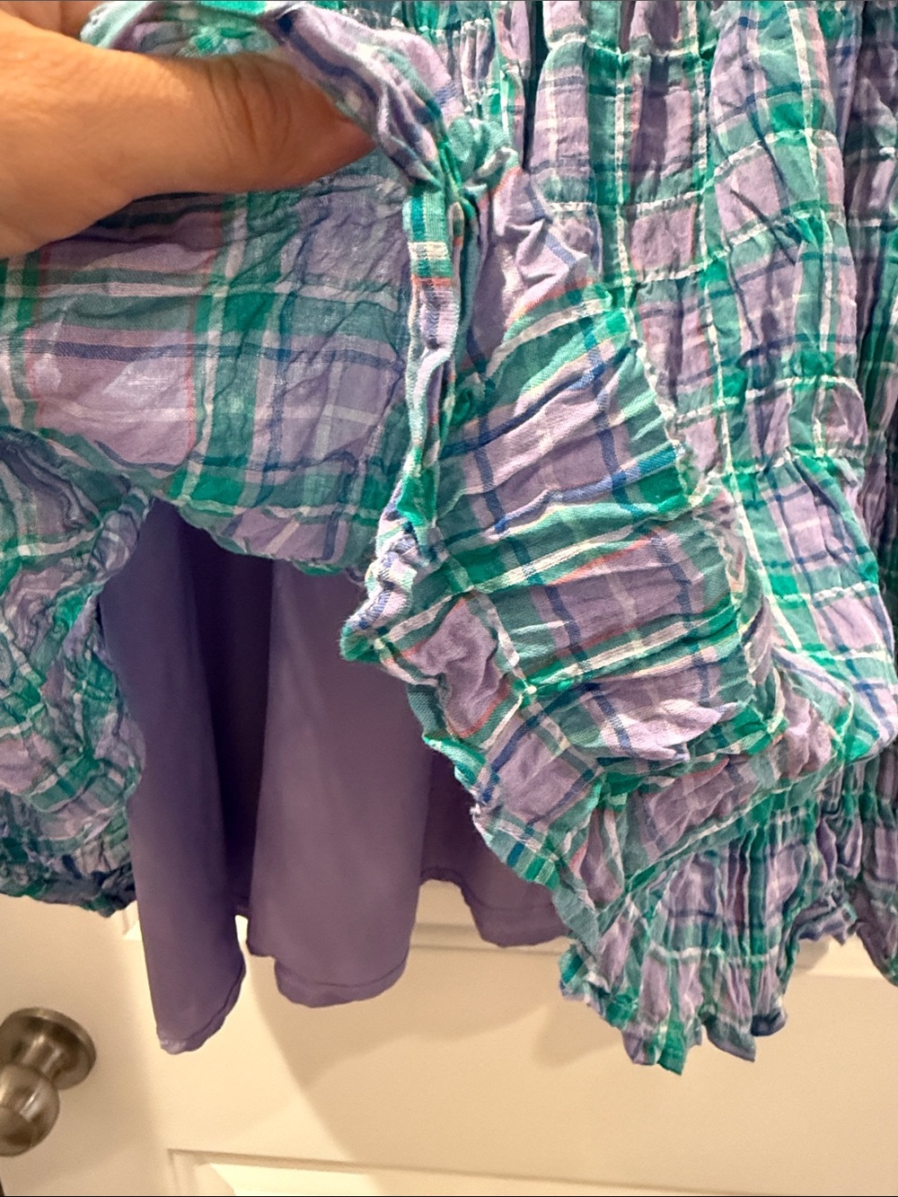 Wishlist Lavender Plaid Puff-Sleeve Casual Dress - Picture 4 of 4